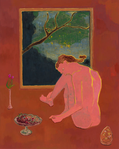 Pink figure Autumn Night, 50x41cm, Oil on Linen, Unframed - Äventyr